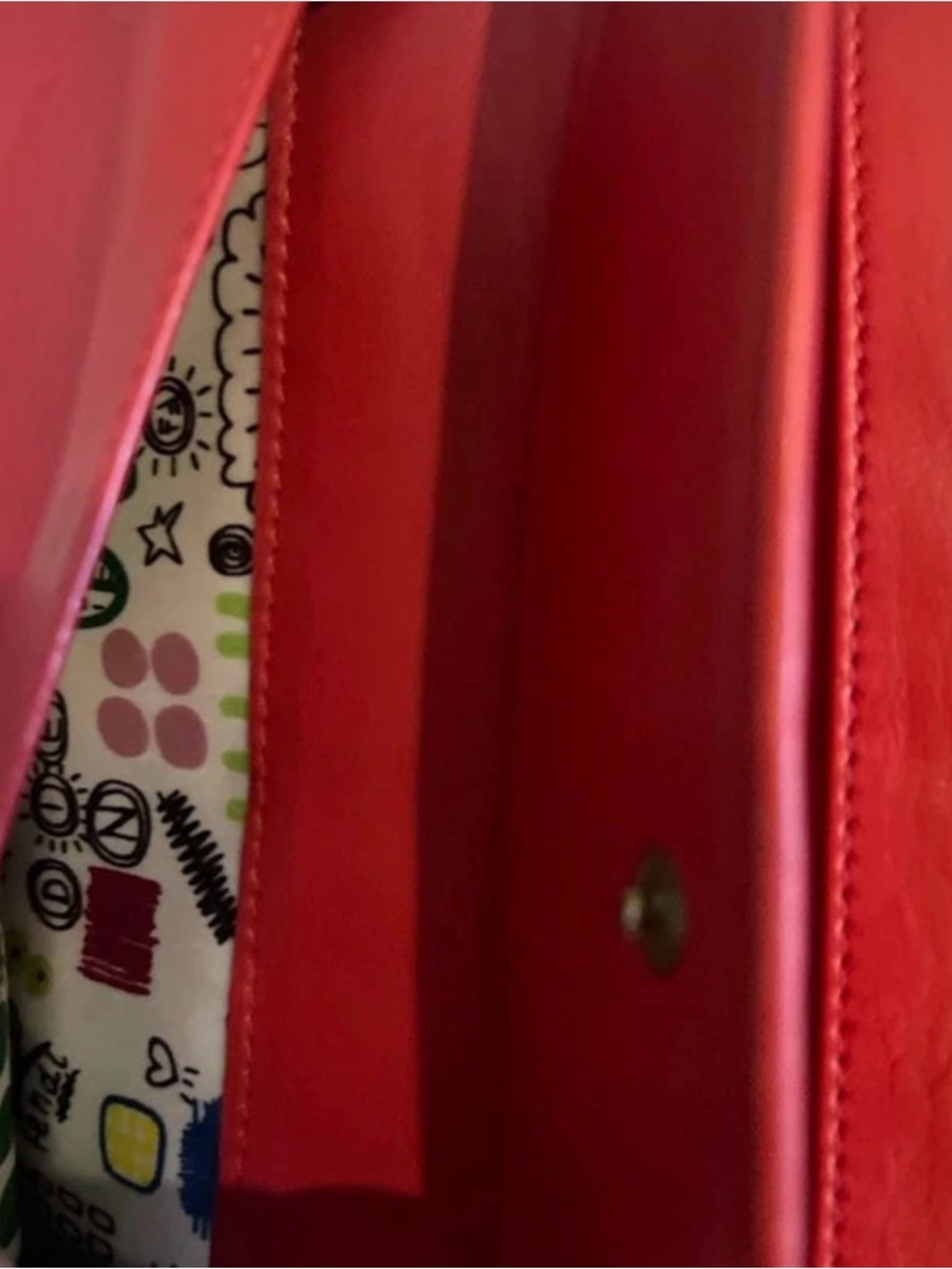 Fendi Red Embossed FF Logo Leather Clutch w/ Metal chain crossbody - Picture 6 of 12